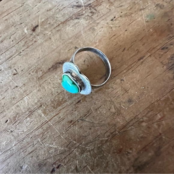 Vintage Sterling Silver Sonoran Gold Turquoise Heart Ring NA S: 6.25 - Picture 7 of 9